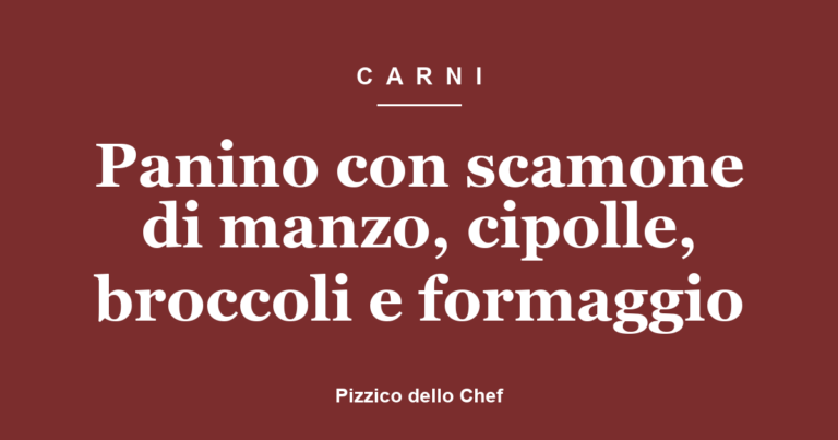 Panino con scamone di manzo, cipolle, broccoli e formaggio
